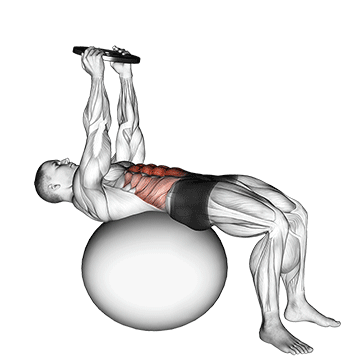 weighted overhead crunch on stability ball
