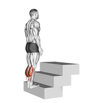standing calf raise on a staircase