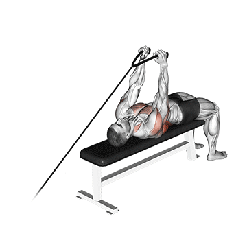 cable lying extension pullover with rope attachment